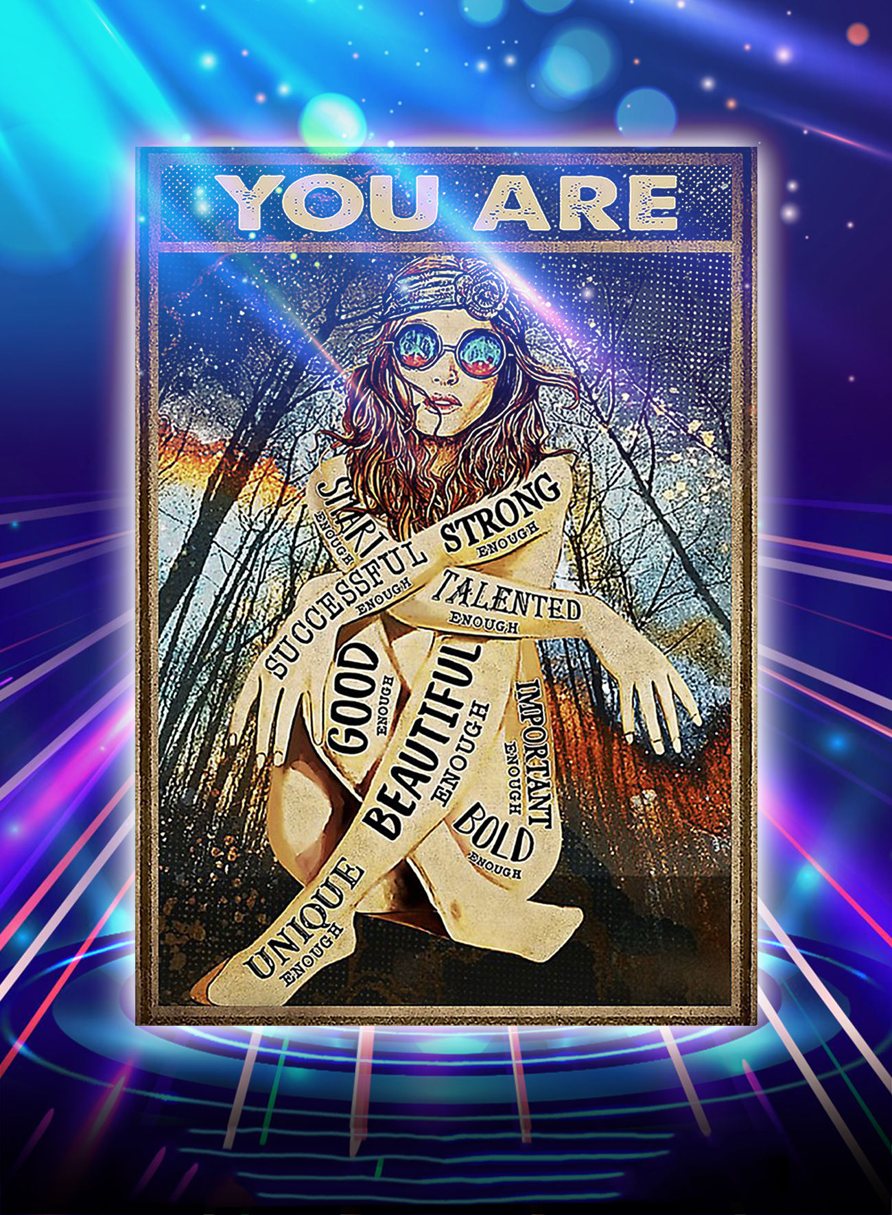 Hippie girl glasses you are strong good beautiful poster - A4