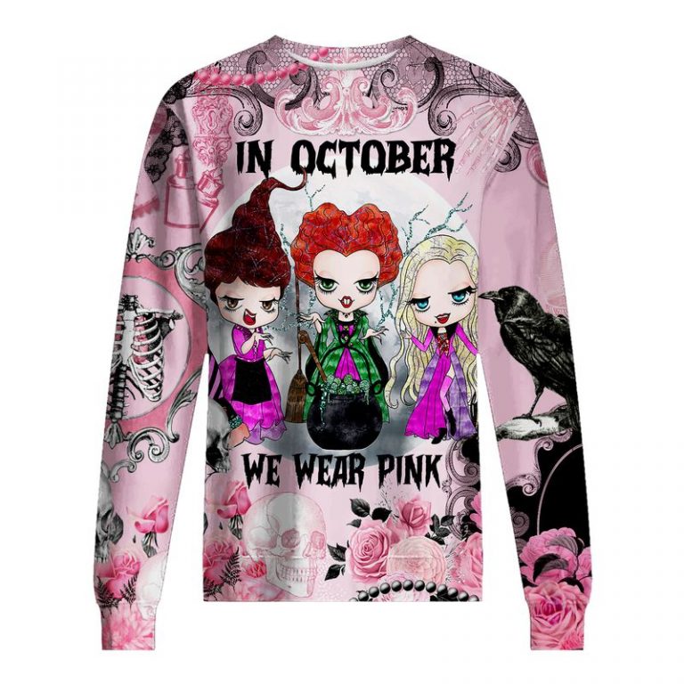Hocus pocus In october we wear pink Breast cancer awareness happy halloween 3d sweatshirt