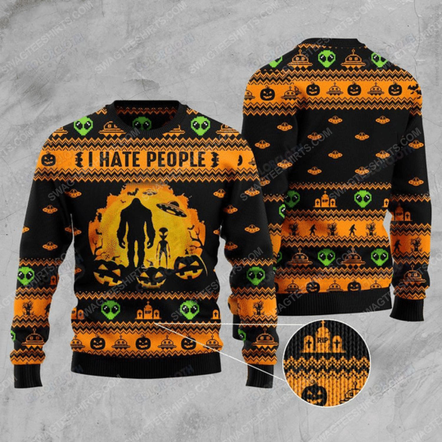 [special edition] I hate people bigfoot and ufo ugly christmas sweater – maria