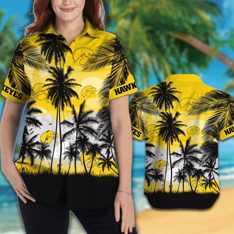 Iowa Hawkeyes Hawaiian Tropical shirt, short 1