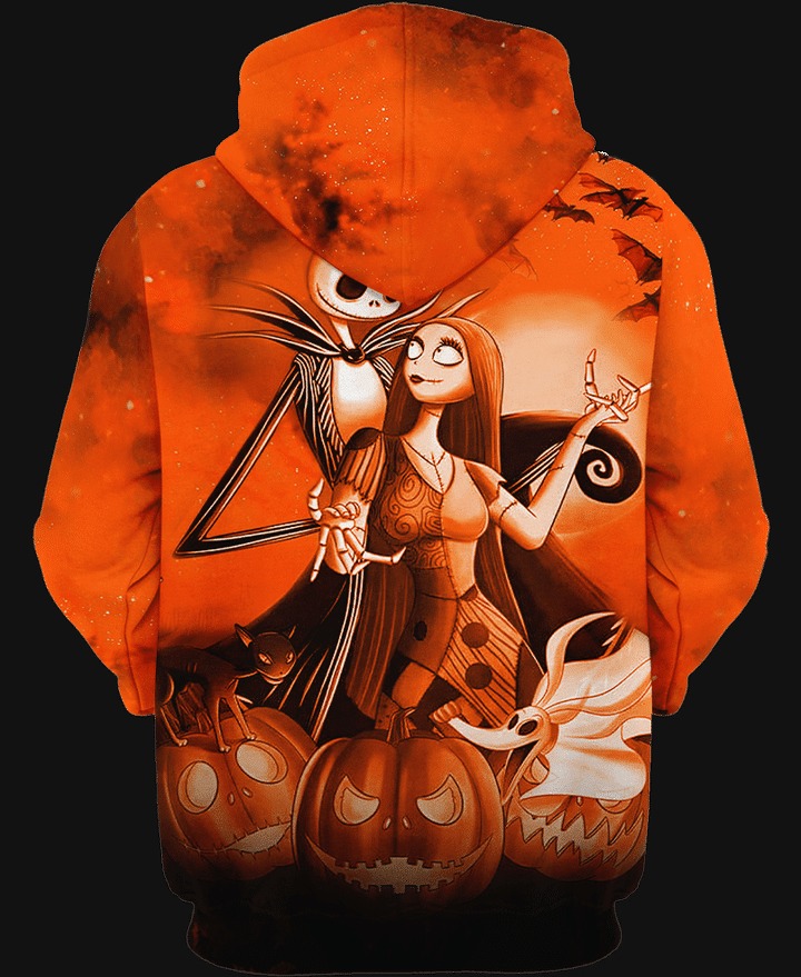Jack Skelington and Sally Halloween pumpkin 3d shirt, hoodie 2