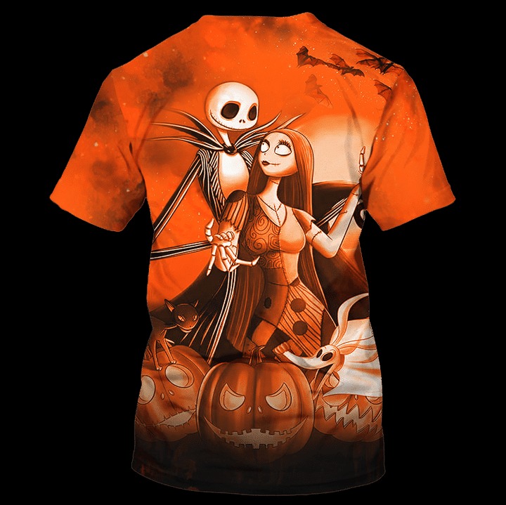 Jack Skelington and Sally Halloween pumpkin 3d shirt, hoodie 4