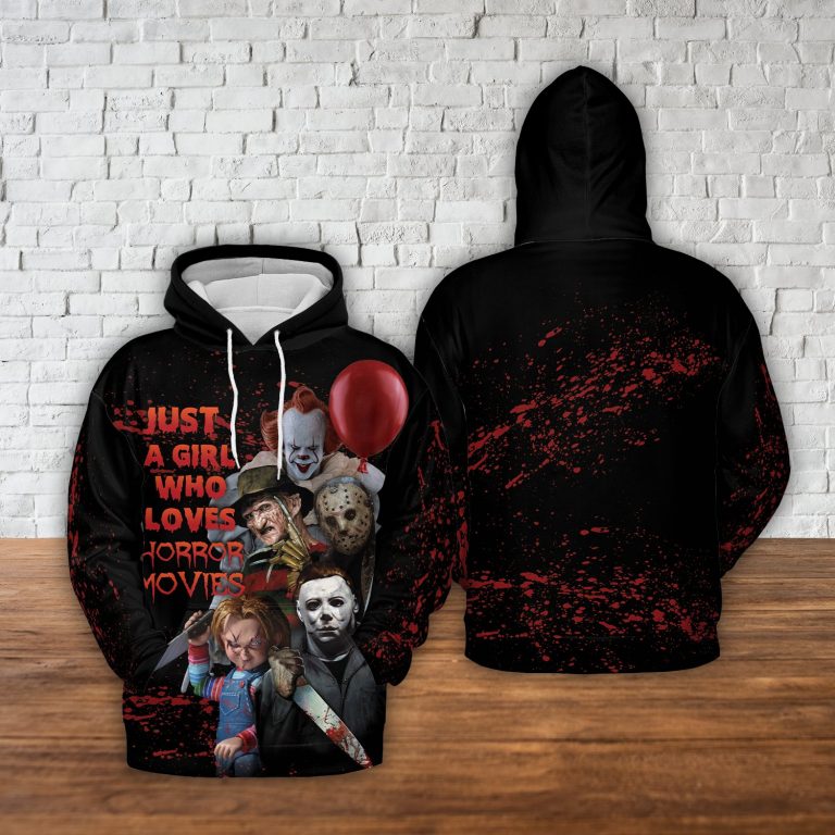 Just a girl who loves horror movies all over print hoodie