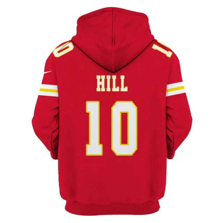 Kansas City Chiefs 10 Hill 3D Shirt hoodie1
