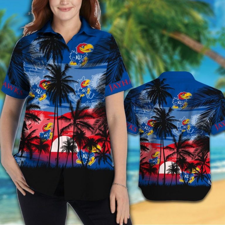 Kansas Jayhawks Hawaiian Tropical shirt, short 1