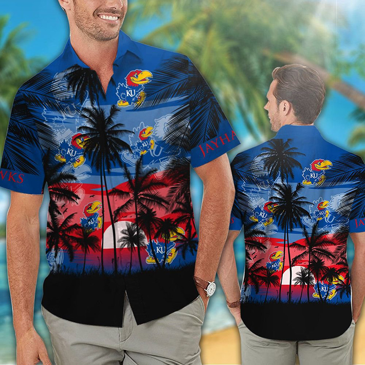 Kansas Jayhawks Tropical Hawaiian Shirt, Short
