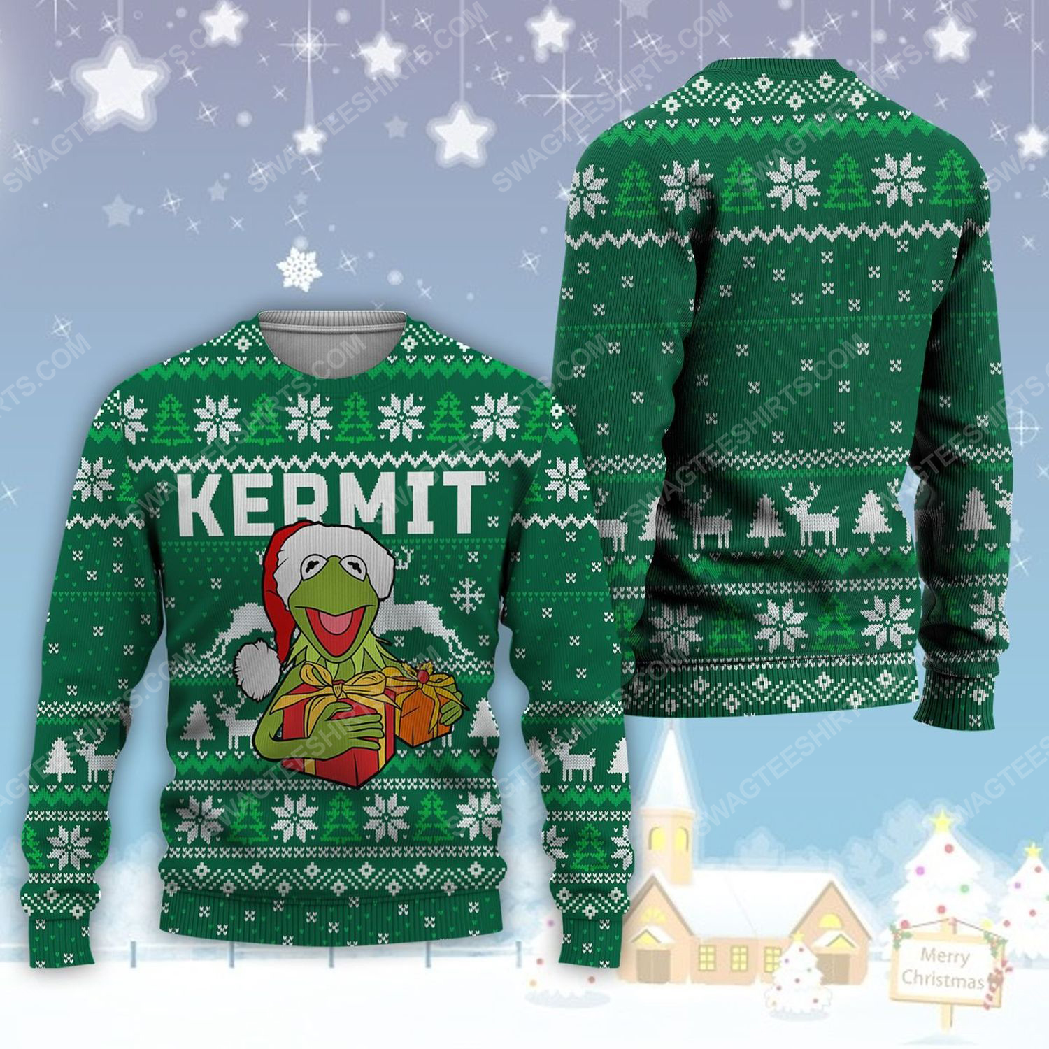 [special edition] Kermit the frog ugly christmas sweater – maria