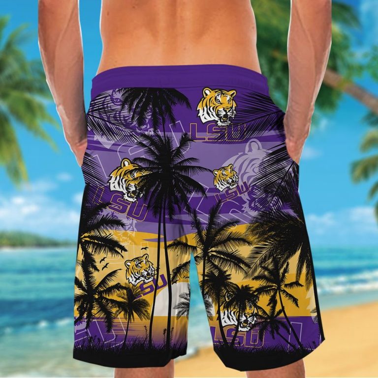 LSU Tigers and Lady Tigers Hawaiian Tropical shirt, short 4