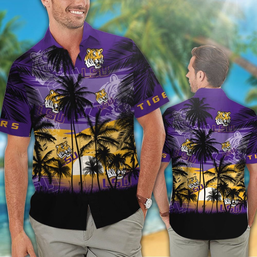 LSU Tigers and Lady Tigers Hawaiian Tropical shirt, short