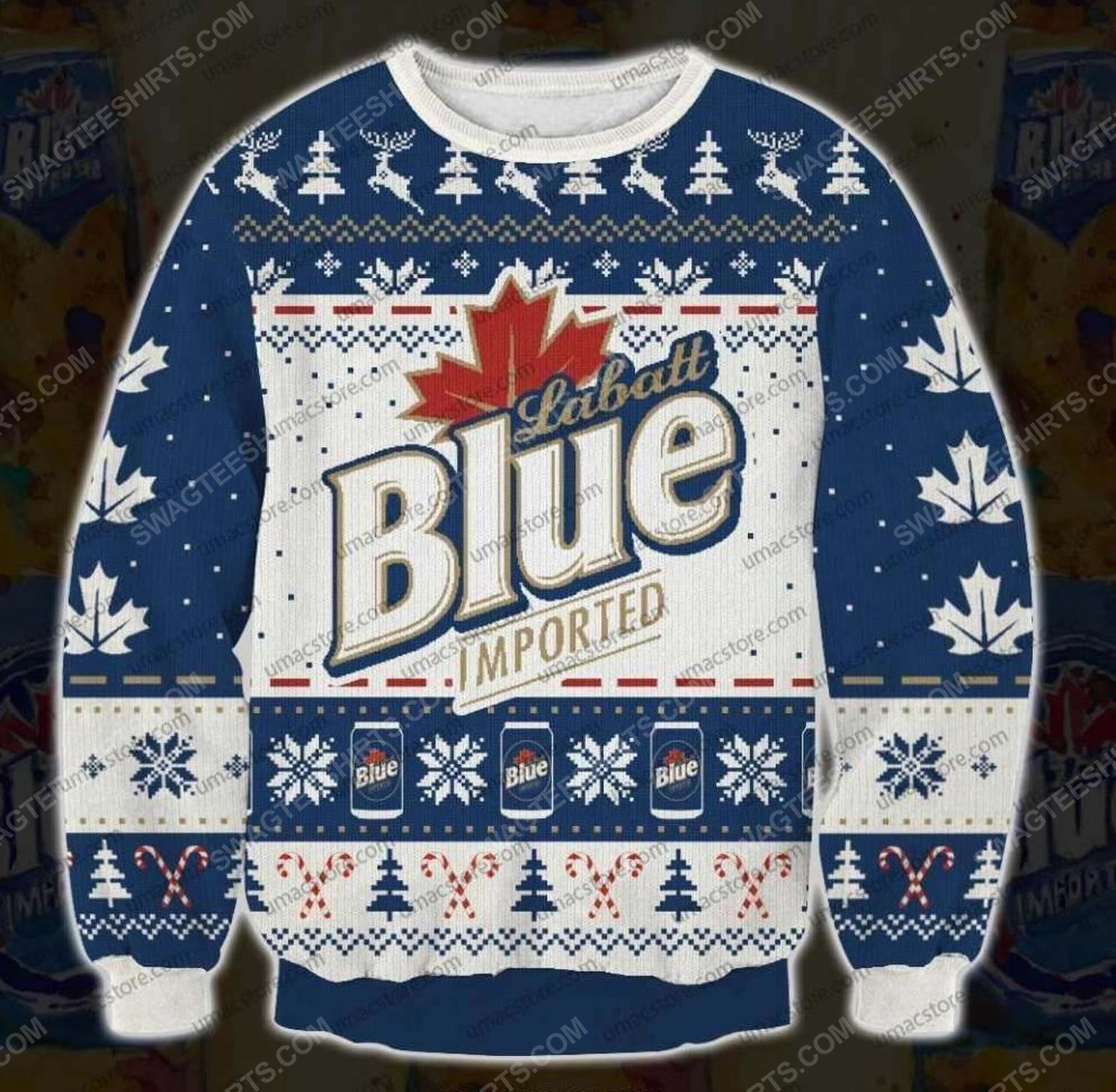 [special edition] Labatt blue imported canadian pilsener beer ugly christmas sweater – maria