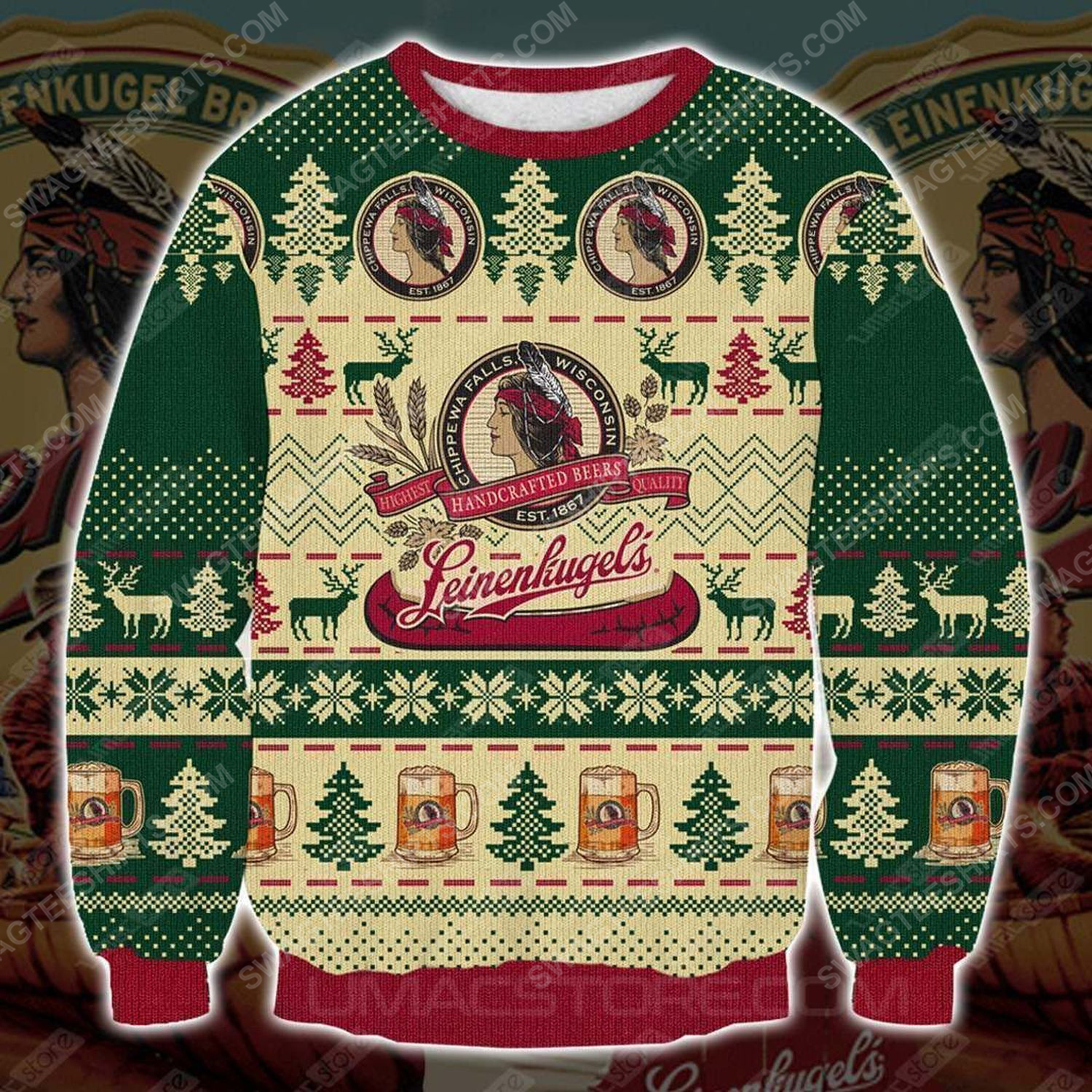 [special edition] Leinenkugels beer all over print ugly christmas sweater – maria