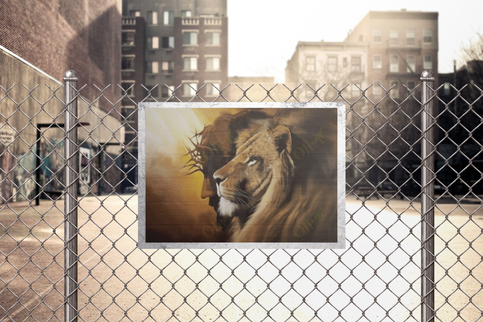 Lion and god canvas poster 2