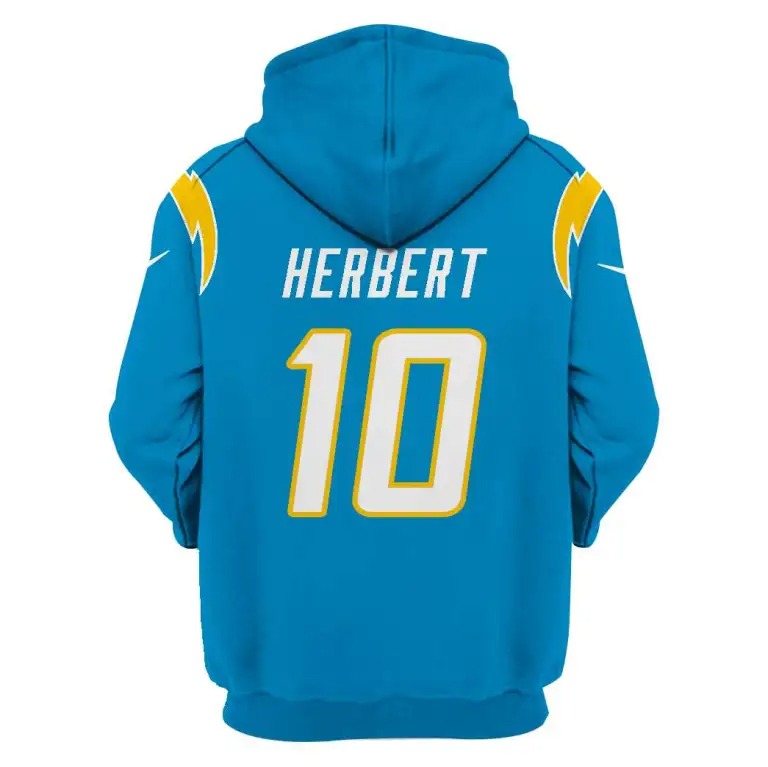 Los Angeles Chargers 10 Herbert 3D Shirt hoodie1