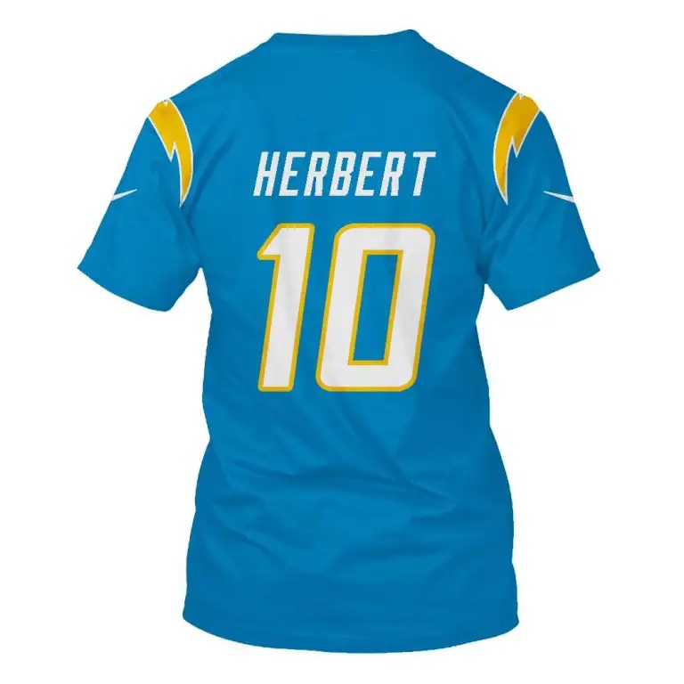 Los Angeles Chargers 10 Herbert 3D Shirt hoodie3