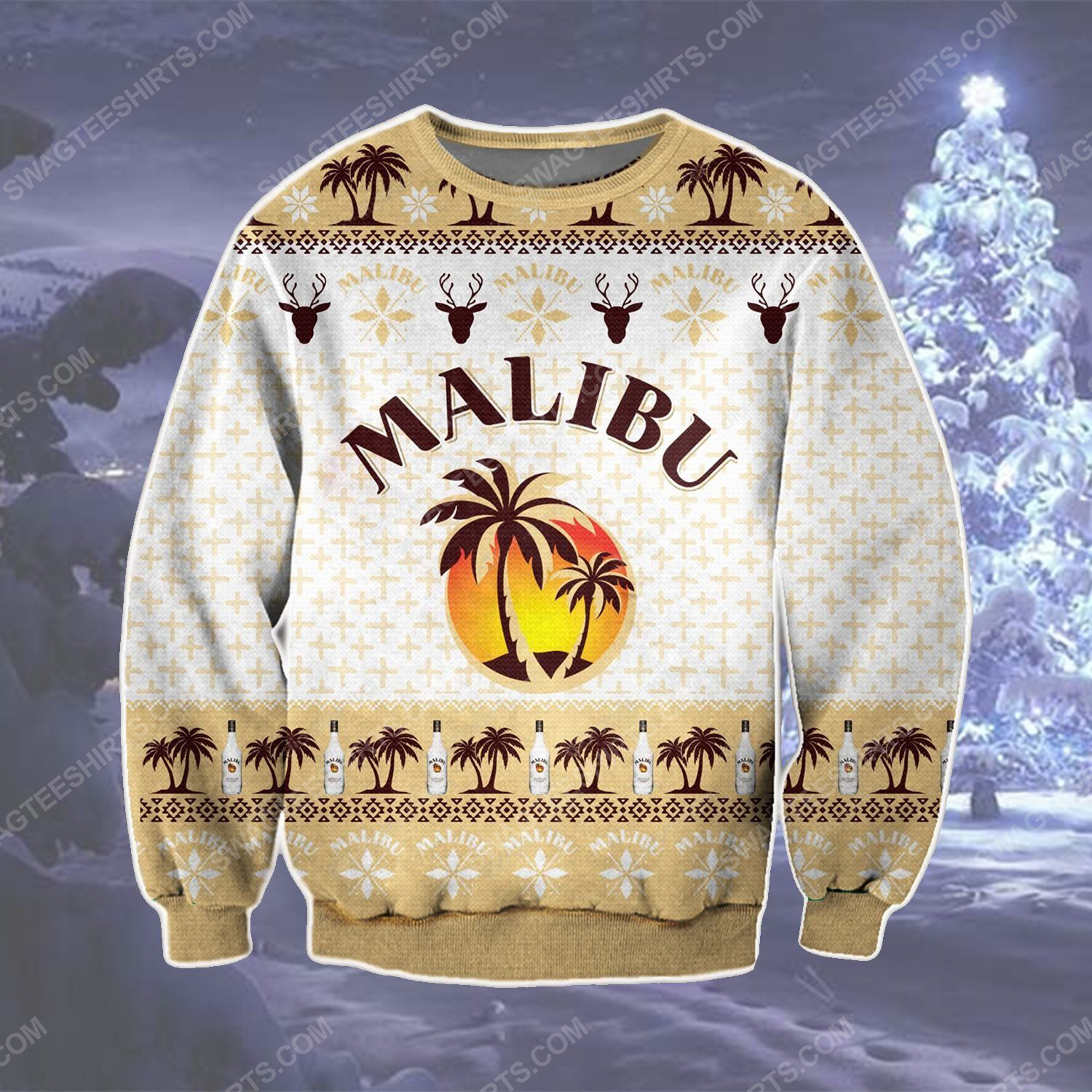 Malibu rum drinks ugly christmas sweater
