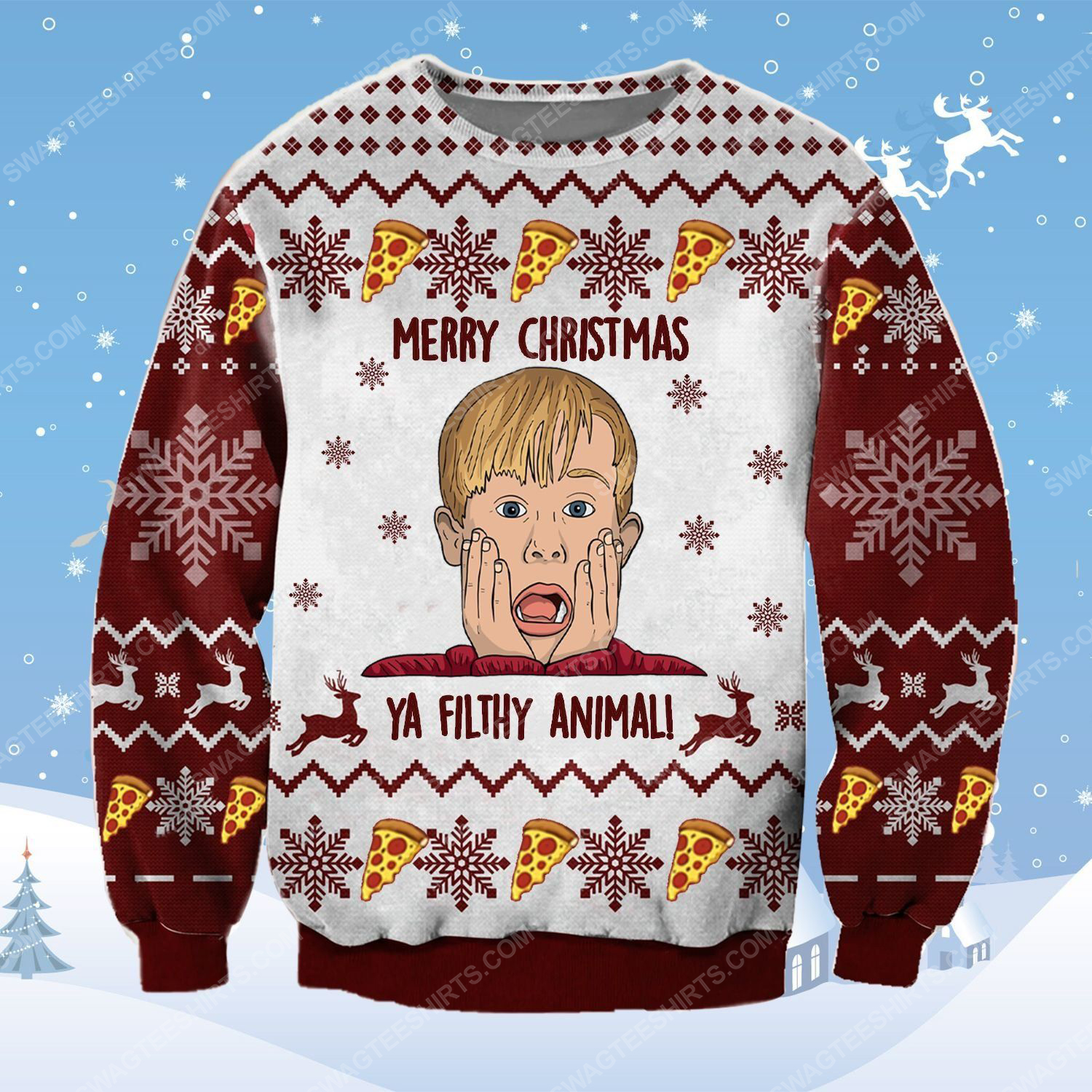 [special edition] Merry christmas ya filthy animal home alone ugly christmas sweater – maria