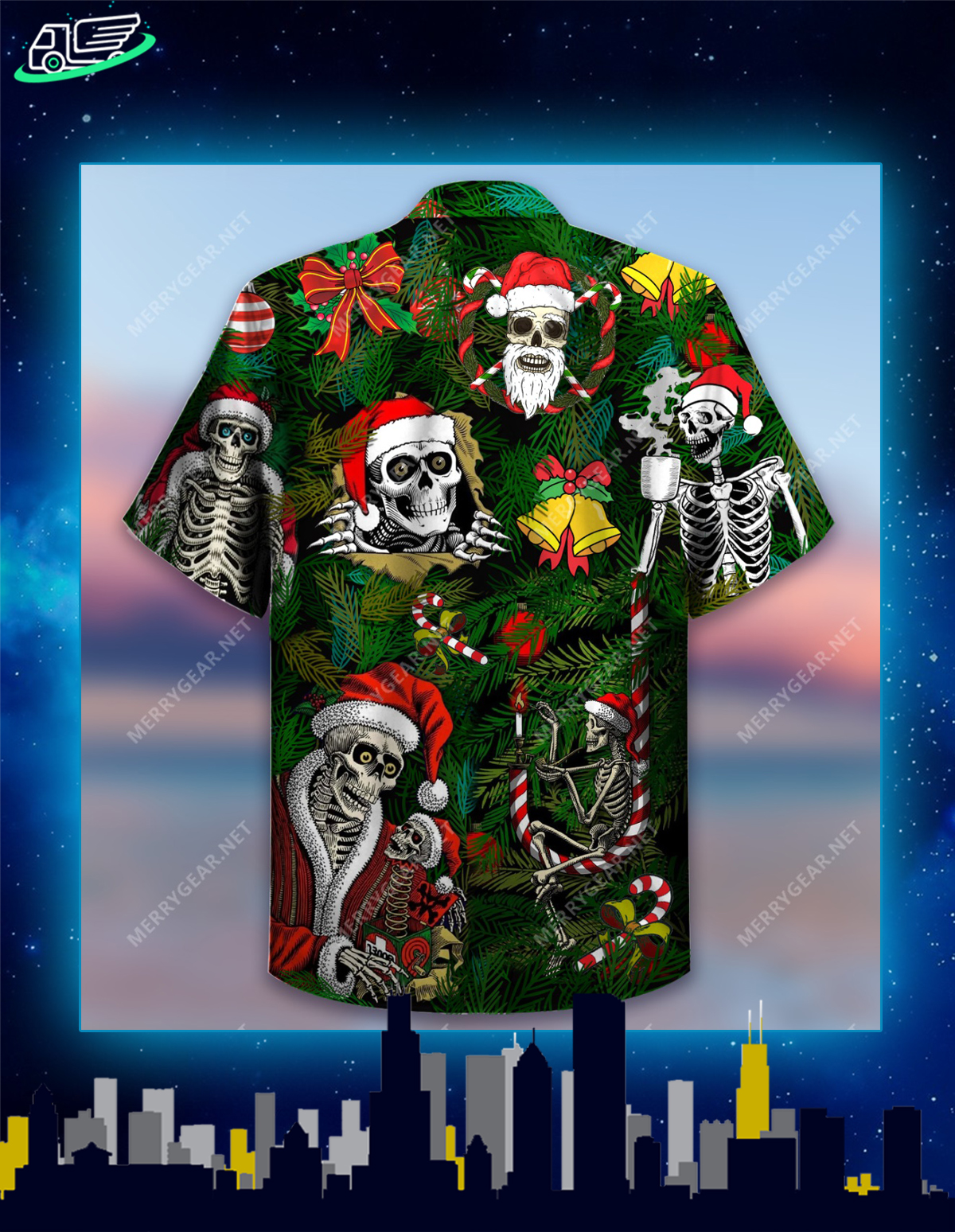 Merry xmas skulls hawaiian shirt and short sleeve shirt