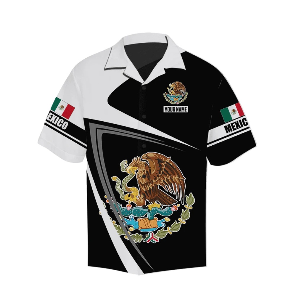 Mexico black white Mexican flag custom personalized hawaiian shirt – LIMITED EDITION