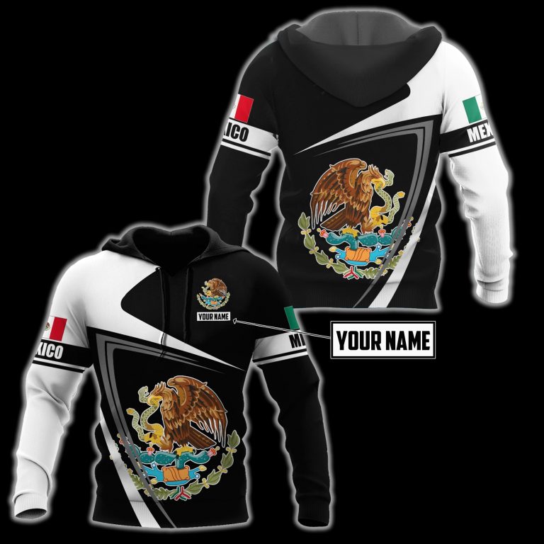 Mexico black white Mexican flag custom personalized 3d shirt, hoodie (2)
