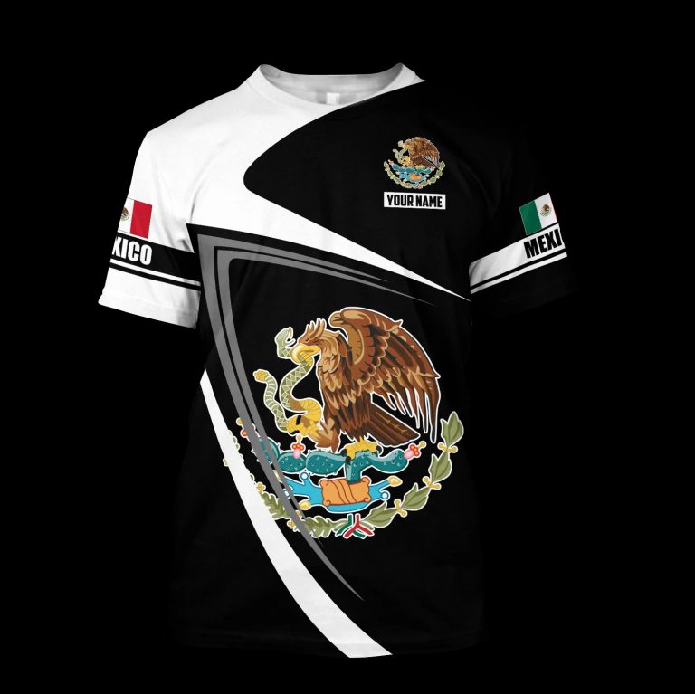 Mexico black white Mexican flag custom personalized 3d shirt, hoodie (3)