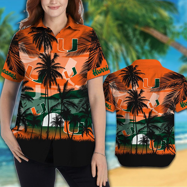 Miami Hurricanes Tropical Hawaiian Shirt, Short1