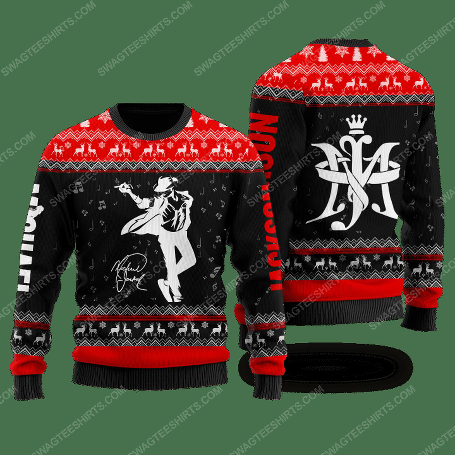 Michael jackson signature ugly christmas sweater