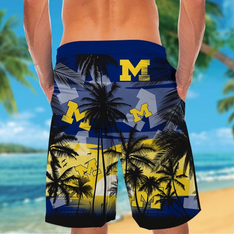 Michigan Wolverines football Hawaiian Tropical shirt, short 4