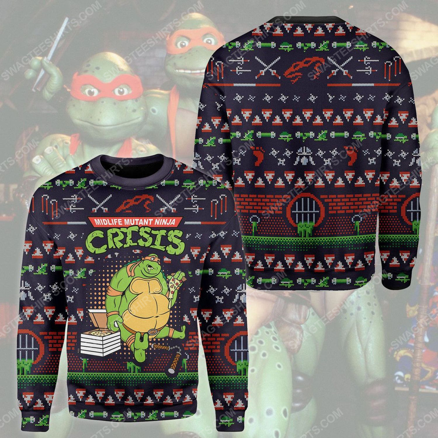 [special edition] Midlife mutant ninja turtles ugly christmas sweater – maria