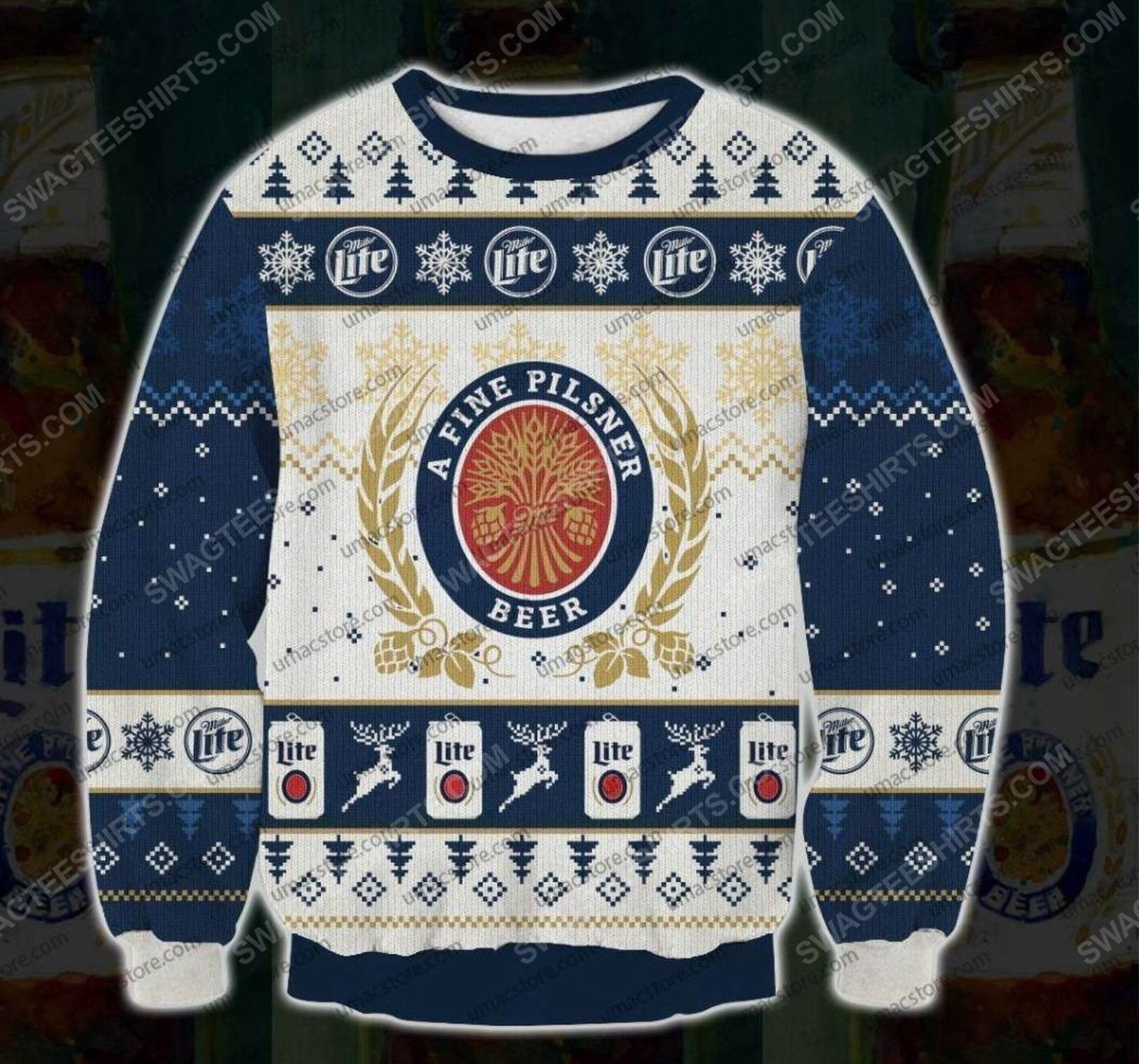 [special edition] Miller lite a fine pilsner beer ugly christmas sweater – maria