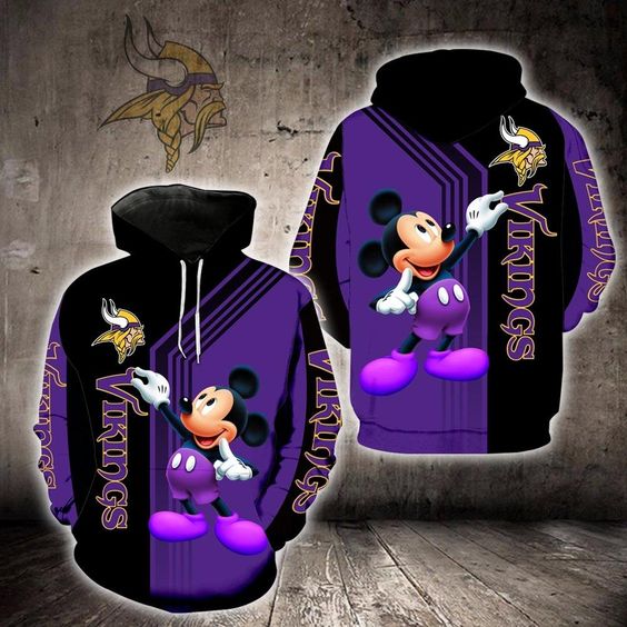 Minnesota Vikings Mickey Mouse 3D Hoodie -BBS