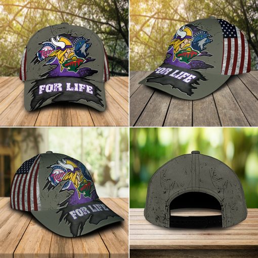 Minnesota Vikings With Twins, Timberwolves, Wild For Life Hat Cap – Hothot 121021