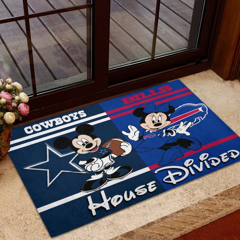 NFL Mickey And Minnie Teams House Divided Doormat