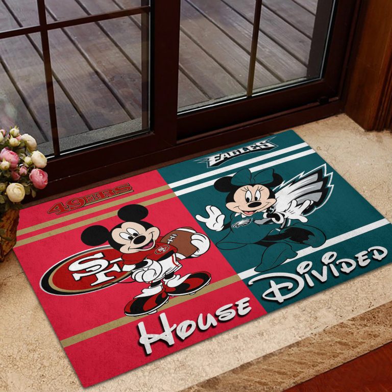 NFL Mickey And Minnie Teams House Divided Doormat