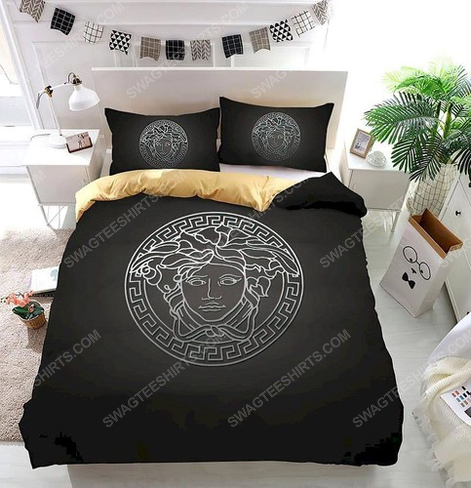 Versace home black version full print duvet cover bedding set 1