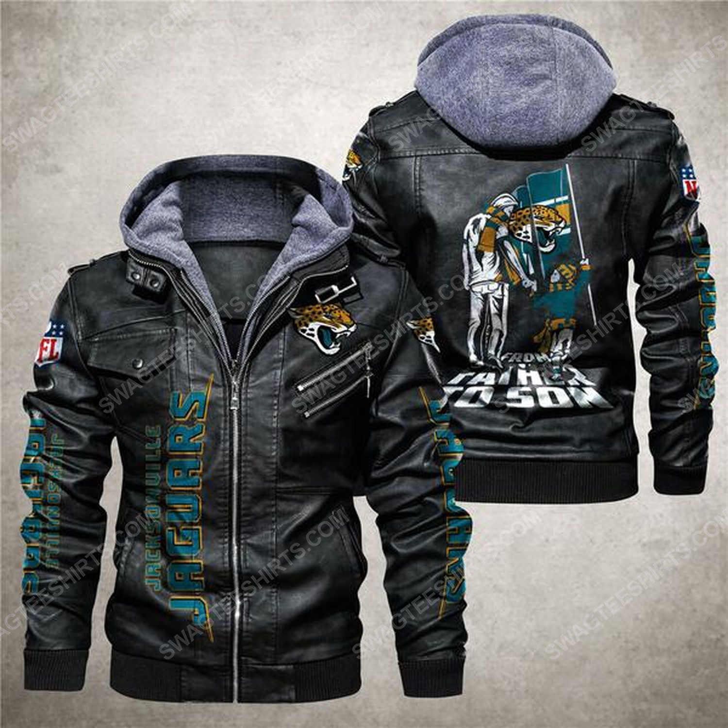 [special edition] National football league jacksonville jaguars from father to son leather jacket – Maria