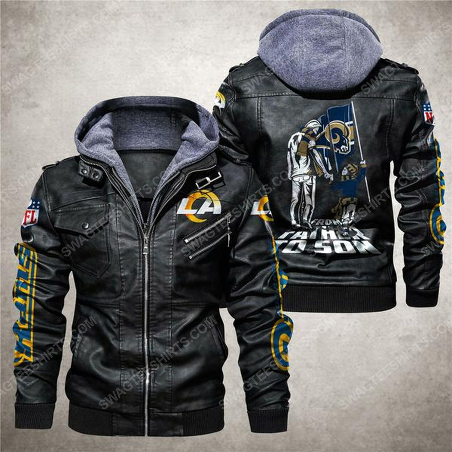 National football league los angeles rams from father to son leather jacket - black