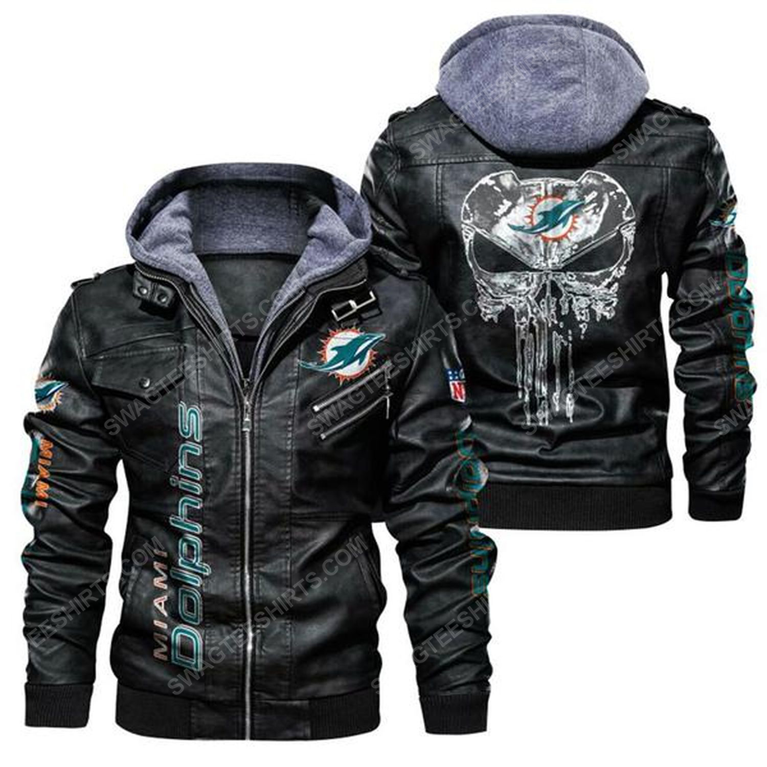 National football league miami dolphins leather jacket - black
