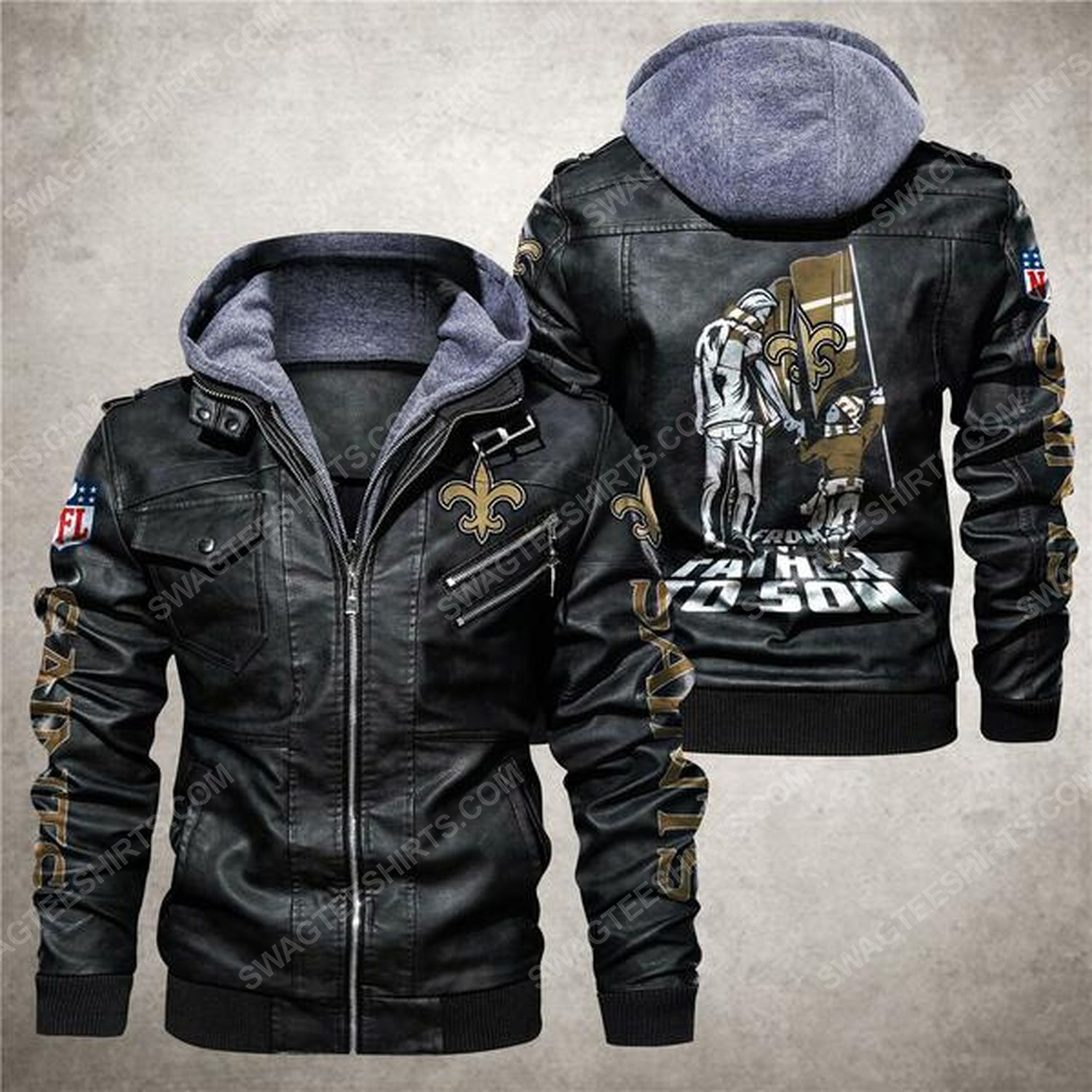 [special edition] National football league new orleans saints from father to son leather jacket – Maria