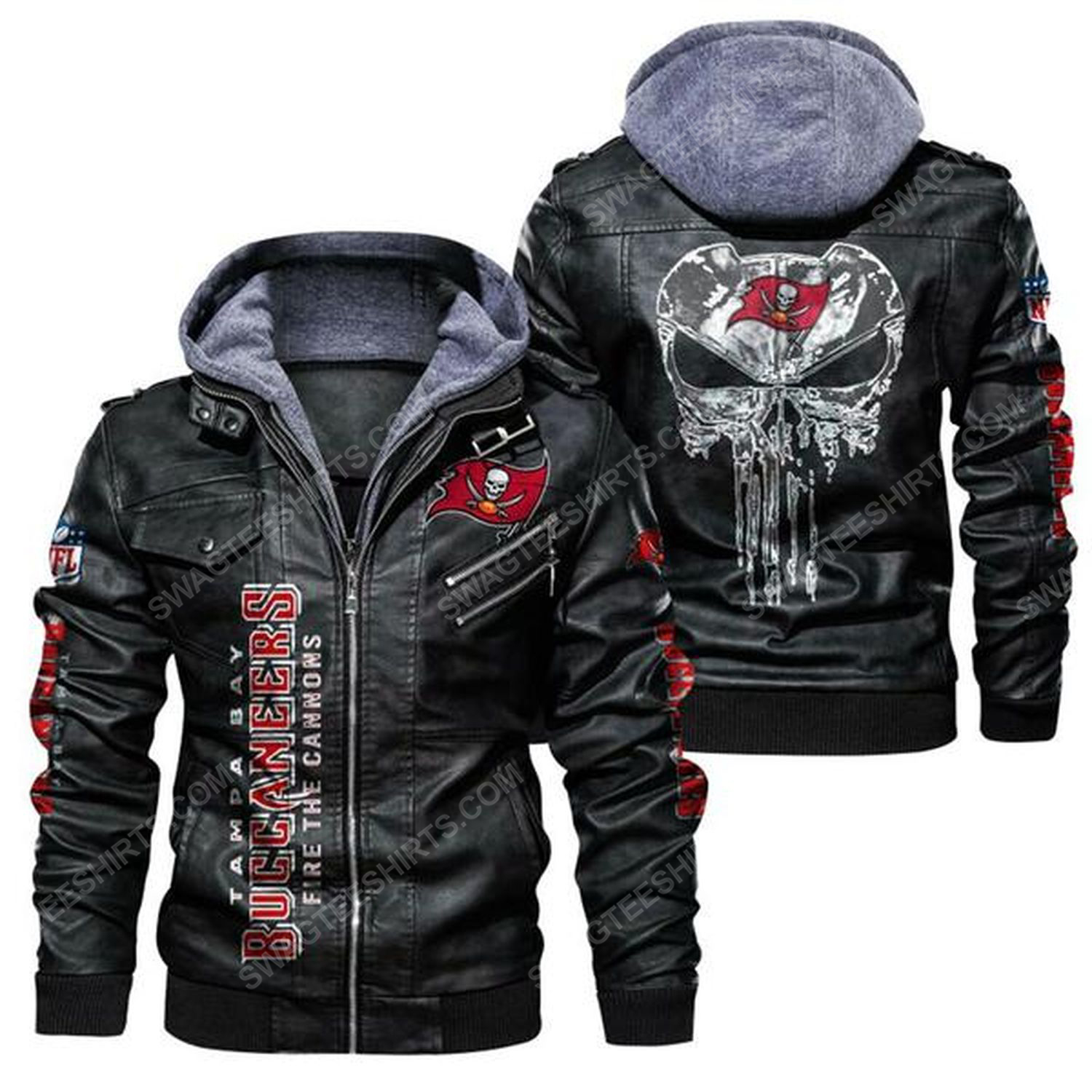 National football league tampa bay buccaneers leather jacket - black