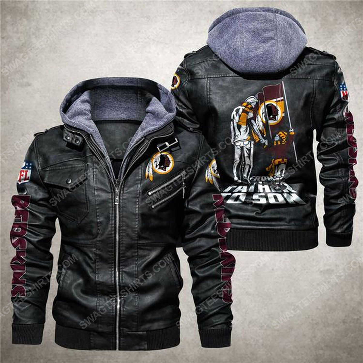 National football league washington redskins from father to son leather jacket - black