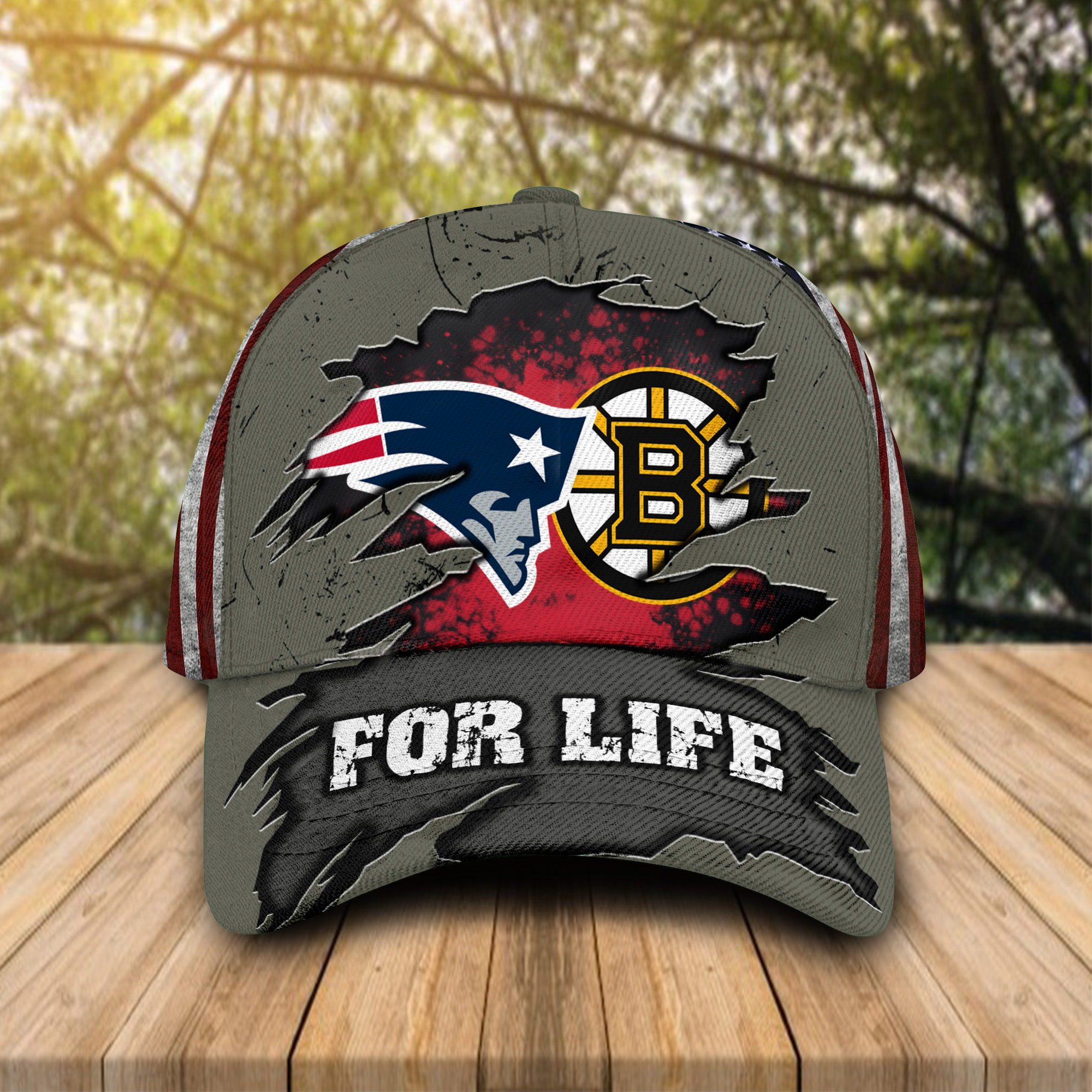 New England Patriots And Boston Red Sox For Life Cap