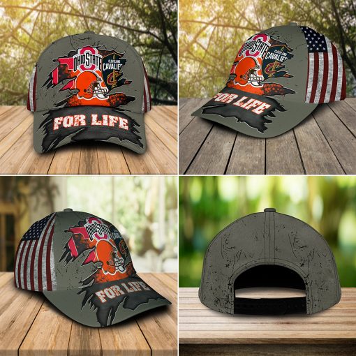 Ohio State Buckeys Cleveland Cavaliers Cleveland Indians Cleveland Browns For Life Cap Hat