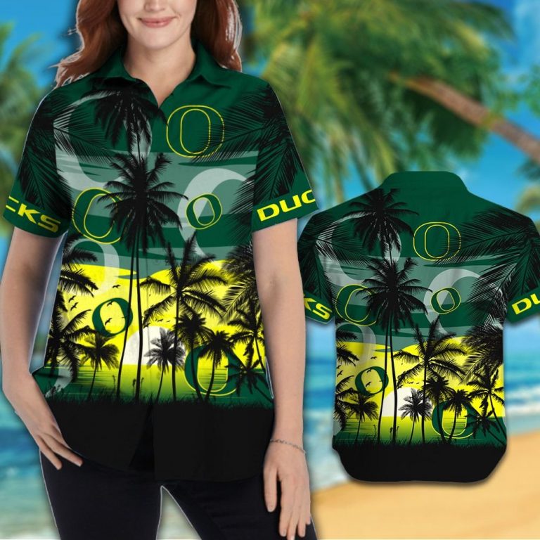 Oregon Ducks Hawaiian Tropical shirt, short 1