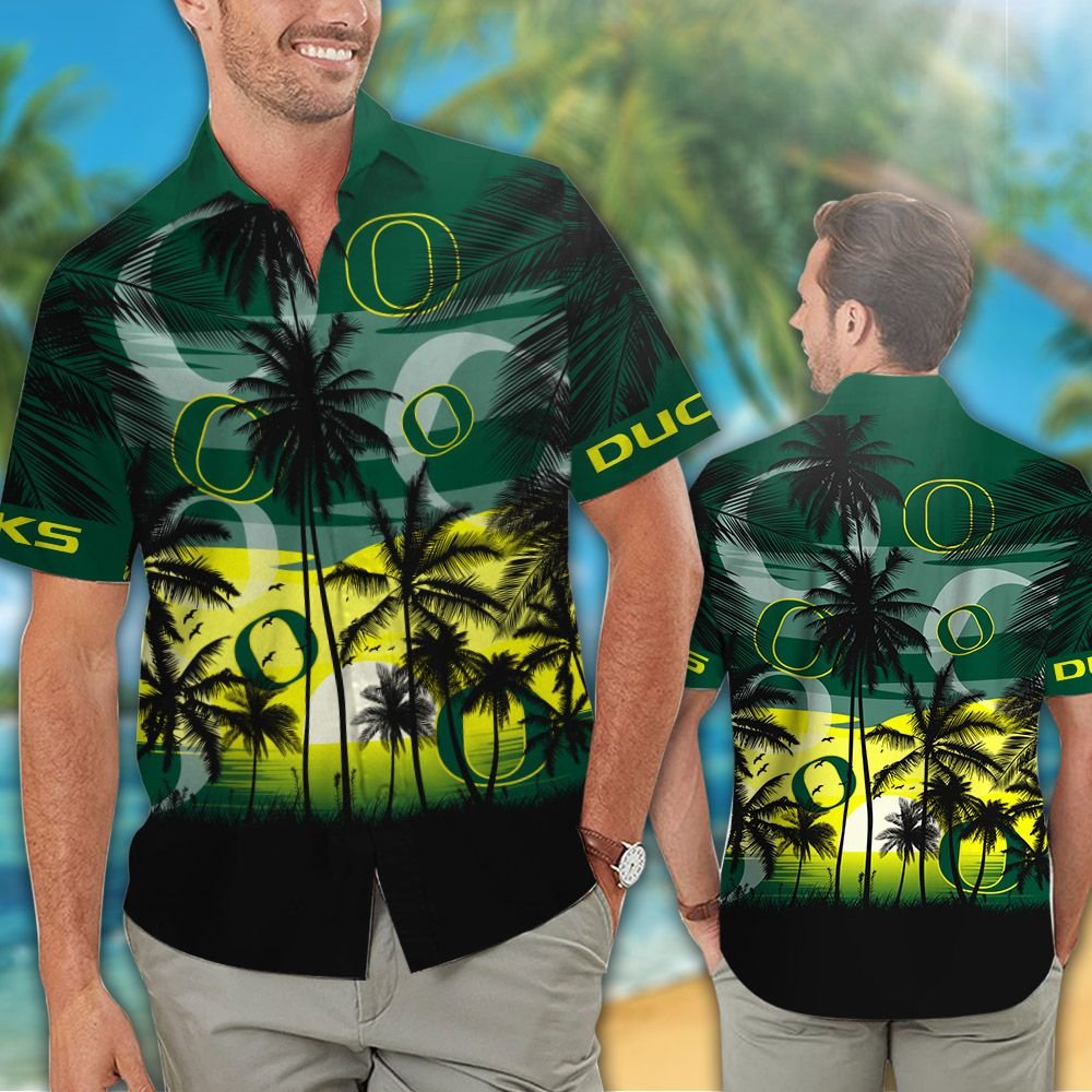 Oregon Ducks Hawaiian Tropical shirt, short