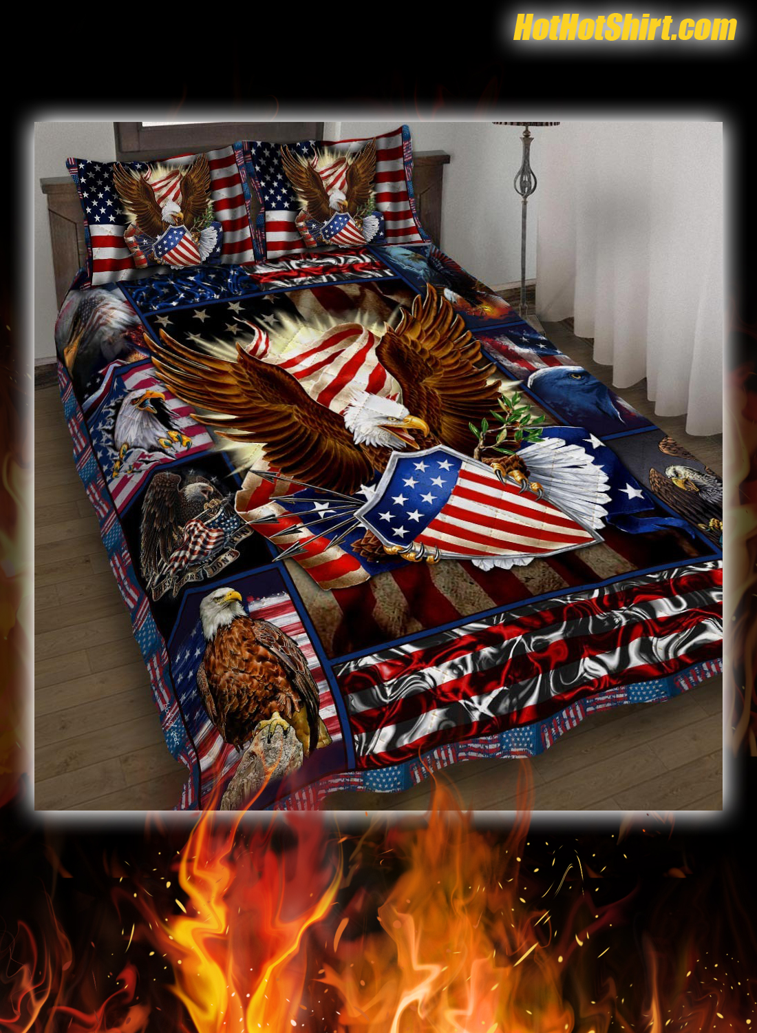 Patriotic Eagle American Flag Bedding Set 1