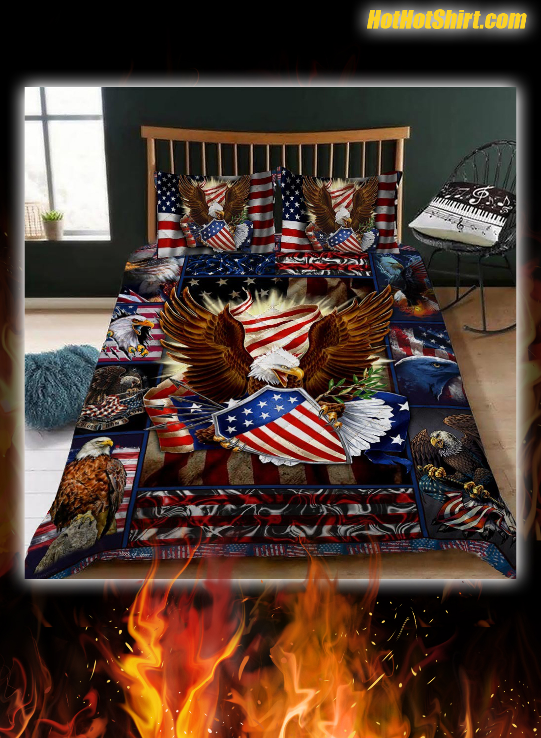 Patriotic Eagle American Flag Bedding Set