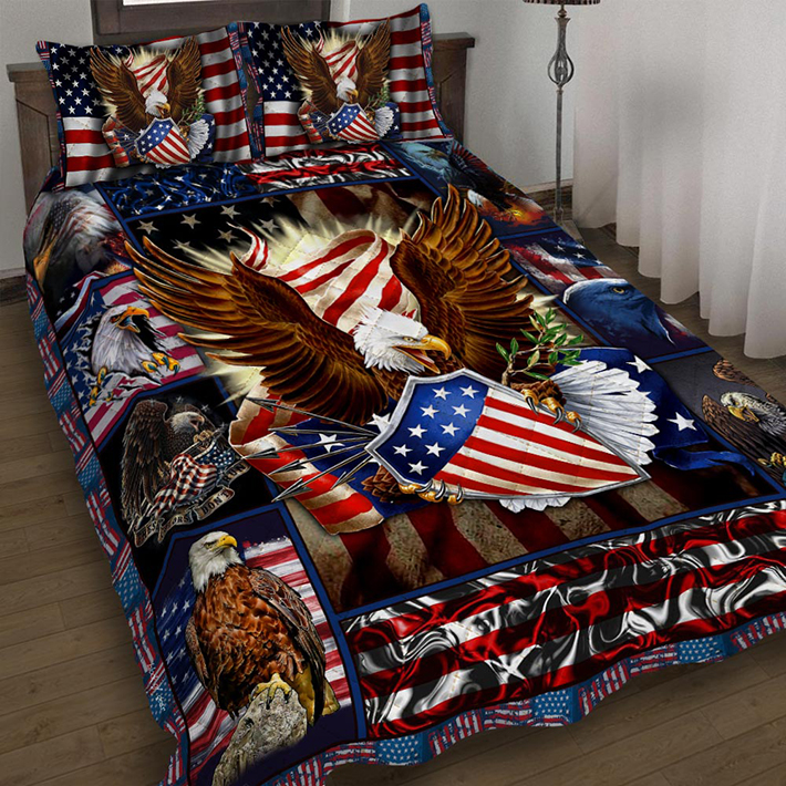 Patriotic Eagle Quilt Bedding Set Geembi