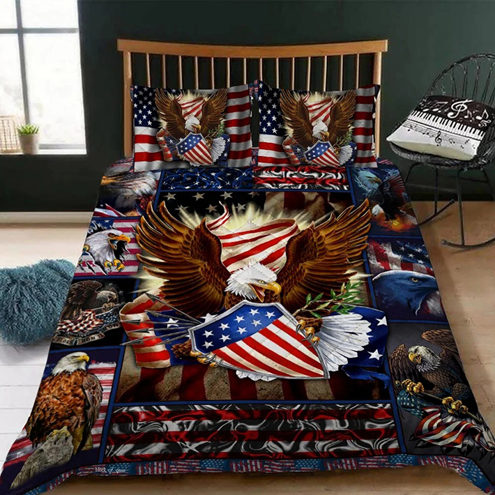 Patriotic Eagle Quilt Bedding Set Geembi1