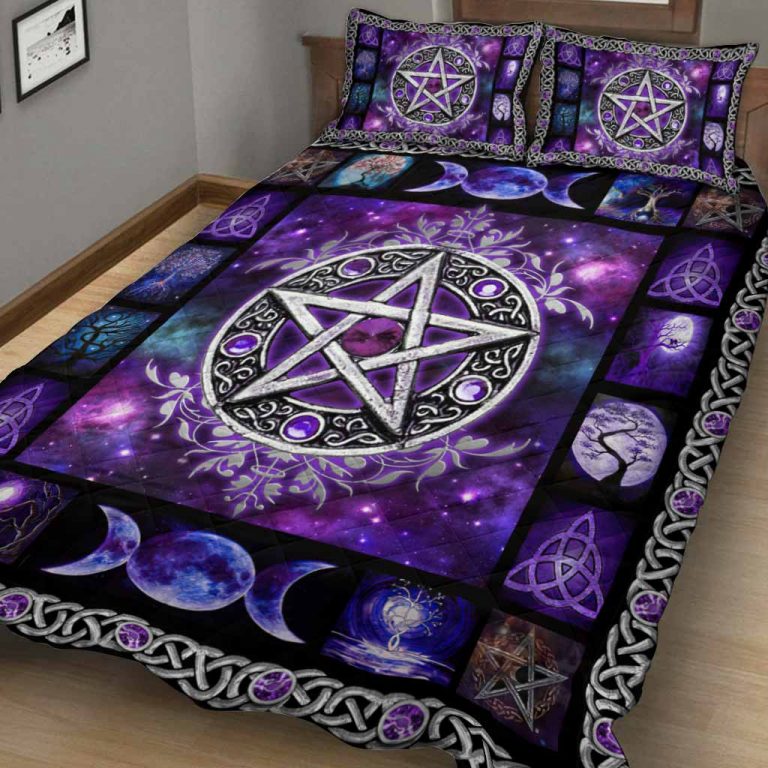 Pentagram Witch Triple moon quilt bedding set 1