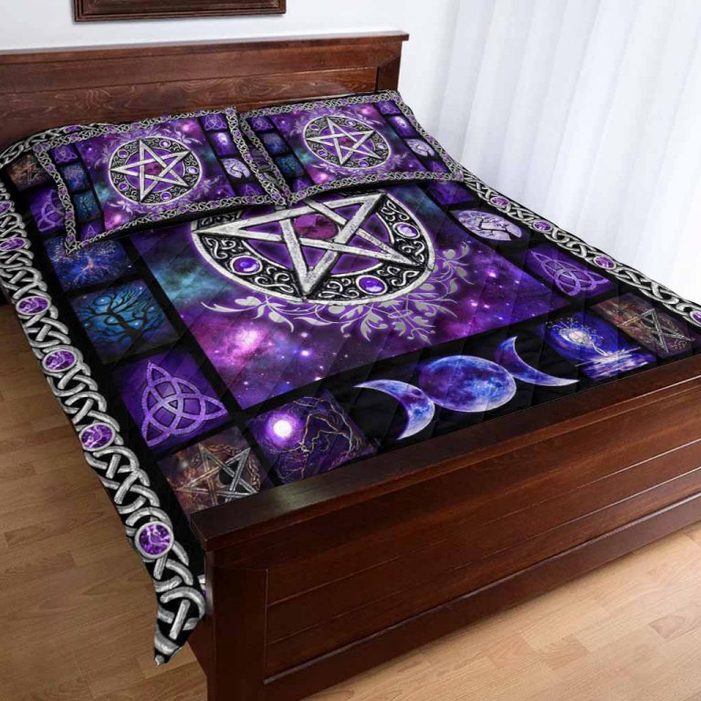 Pentagram Witch Triple moon quilt bedding set 2